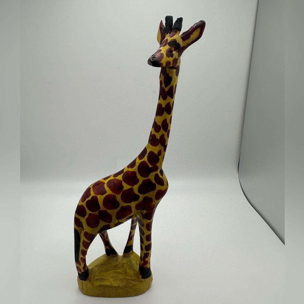 Hand Carved Wooden African Giraffe Figurine 7.25"